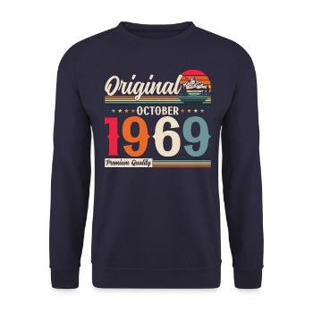 55th Birthday Original October 1969 Born 1969 - Unisex Sweatshirt - navy - Front - Alina (178cm) & Michal (187cm)