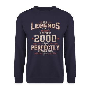 24. Geburtstag Legende Oktober 2000 Jahrgang - Unisex Pullover - Navy - Vorne - Alina (178cm) & Michal (187cm)