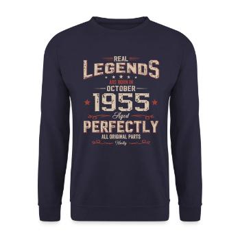 70. Geburtstag Legende Oktober 1955 Jahrgang 55 - Unisex Pullover - Navy - Vorne - Alina (178cm) & Michal (187cm)