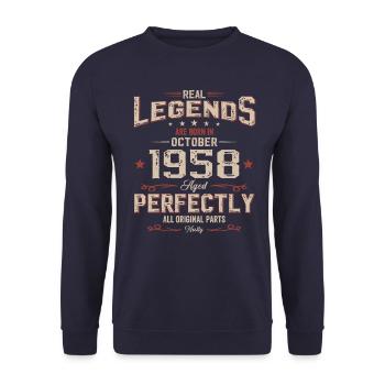 66e anniversaire Légende Octobre 1958 Volume 58 - Sweat-shirt Unisexe - marine - Devant - Alina (178cm) & Michal (187cm)