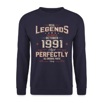 33e anniversaire Légende Octobre 1991 Né en 1991 - Sweat-shirt Unisexe - marine - Devant - Alina (178cm) & Michal (187cm)