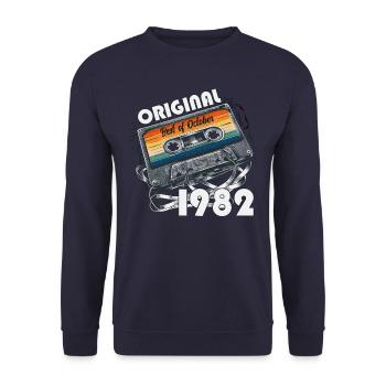 38ème Anniversaire Millésime Octobre 1982 Cassette 1982 - Sweat-shirt Unisexe - marine - Devant - Alina (178cm) & Michal (187cm)