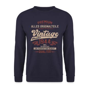 80ème Anniversaire Millésime Novembre 1944 Cru 1944 - Sweat-shirt Unisexe - marine - Devant - Alina (178cm) & Michal (187cm)