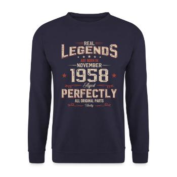 66e anniversaire Légende Novembre 1958 Volume 58 - Sweat-shirt Unisexe - marine - Devant - Alina (178cm) & Michal (187cm)