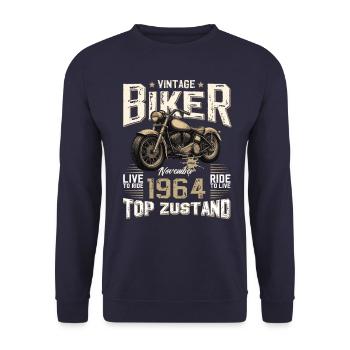 60ème anniversaire Motard Novembre 1964 Motard - Sweat-shirt Unisexe - marine - Devant - Alina (178cm) & Michal (187cm)