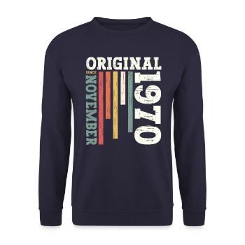 55th Birthday Original November 1970 Volume 70 - Unisex Sweatshirt - navy - Front - Alina (178cm) & Michal (187cm)