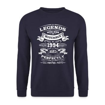 30th Birthday Original November 1994 Volume 94 - Unisex Sweatshirt - navy - Front - Alina (178cm) & Michal (187cm)