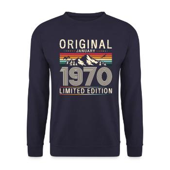55th Birthday Vintage January 1970 Cassette 1970 - Unisex Sweatshirt - navy - Front - Alina (178cm) & Michal (187cm)