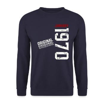 55e anniversaire Original Janvier 1970 Volume 70 - Sweat-shirt Unisexe - marine - Devant - Alina (178cm) & Michal (187cm)