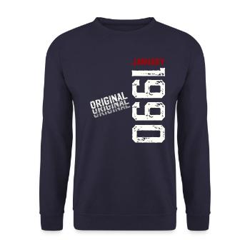 35th Birthday Legend January 1990 Vintage 90's - Unisex Sweatshirt - navy - Front - Alina (178cm) & Michal (187cm)