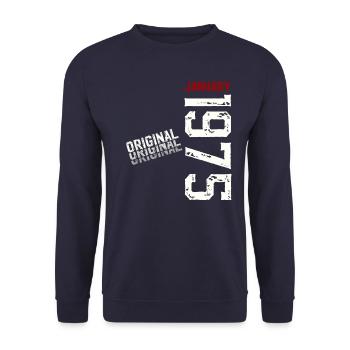 50th Birthday Original January 1975 Volume 75 - Unisex Sweatshirt - navy - Front - Alina (178cm) & Michal (187cm)