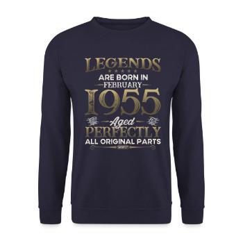 70e anniversaire Voiture de collection Février 1955 Année 55 - Sweat-shirt Unisexe - marine - Devant - Alina (178cm) & Michal (187cm)