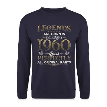 65ème Anniversaire Voiture Classique Février 1960 Millésime 60 - Sweat-shirt Unisexe - marine - Devant - Alina (178cm) & Michal (187cm)