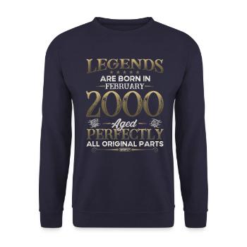 25ème Anniversaire Original Février Millésime 2000 - Sweat-shirt Unisexe - marine - Devant - Alina (178cm) & Michal (187cm)
