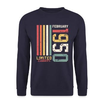 75ème anniversaire cadeau mari Original février 1950 - Sweat-shirt Unisexe - marine - Devant - Alina (178cm) & Michal (187cm)