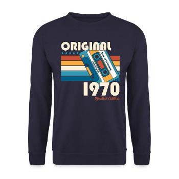 55th Birthday Original February 1970 Cassette 1970 - Unisex Sweatshirt - navy - Front - Alina (178cm) & Michal (187cm)