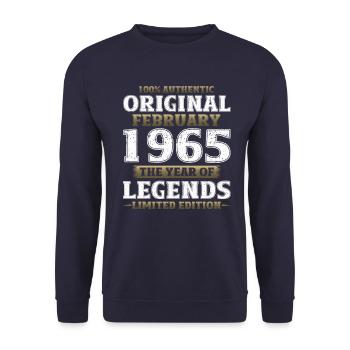 60. Geburtstag Geschenk Mann Original Februar 1965 - Unisex Pullover - Navy - Vorne - Alina (178cm) & Michal (187cm)