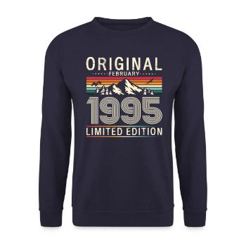 30. Geburtstag Geschenk Mann Original Februar 1995 - Unisex Pullover - Navy - Vorne - Alina (178cm) & Michal (187cm)
