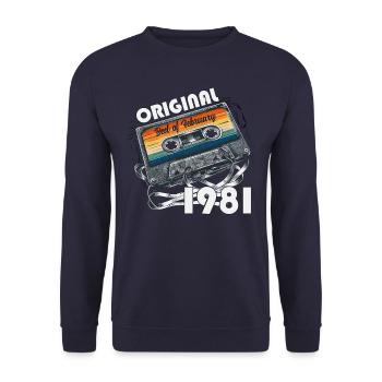 44th Birthday Cassette February Vintage 1981 - Unisex Sweatshirt - navy - Front - Alina (178cm) & Michal (187cm)