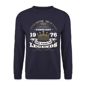 49th Birthday Gift Husband Original February 1976 - Unisex Sweatshirt - navy - Front - Alina (178cm) & Michal (187cm)