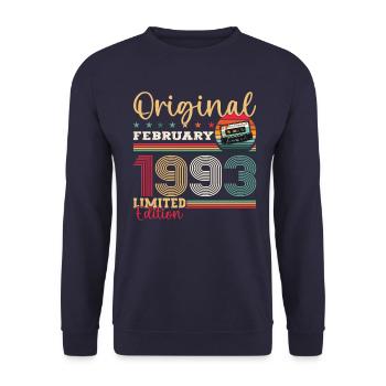 Cadeau d'anniversaire 32 ans Homme Original Février 1993 - Sweat-shirt Unisexe - marine - Devant - Alina (178cm) & Michal (187cm)
