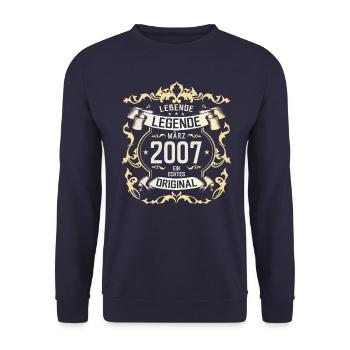 18. Geburtstag Geschenk Mann Original März 2007 - Unisex Pullover - Navy - Vorne - Alina (178cm) & Michal (187cm)