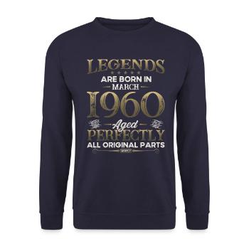 65th Birthday Gift Husband Original March 1960 - Unisex Sweatshirt - navy - Front - Alina (178cm) & Michal (187cm)