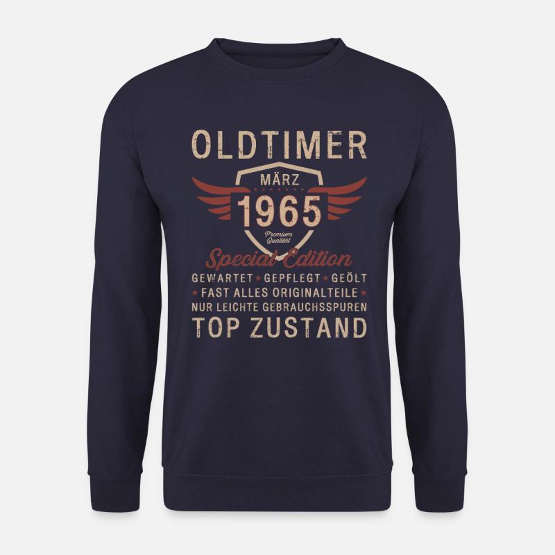 60. Geburtstag Oldtimer März 1965 Jahrgang 65 - Unisex Pullover - Navy