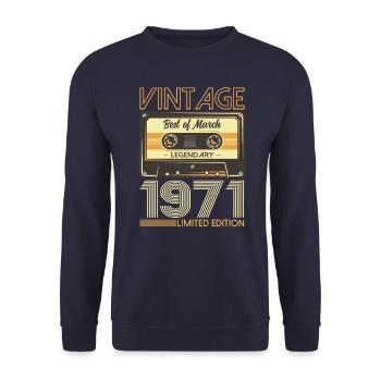 55ème anniversaire cadeau mari cassette mars 1971 - Sweat-shirt Unisexe - marine - Devant - Alina (178cm) & Michal (187cm)