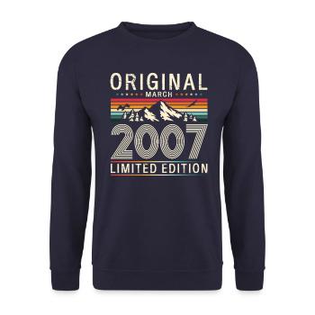 18. Geburtstag Geschenk Mann Vintage März 2007 - Unisex Pullover - Navy - Vorne - Alina (178cm) & Michal (187cm)