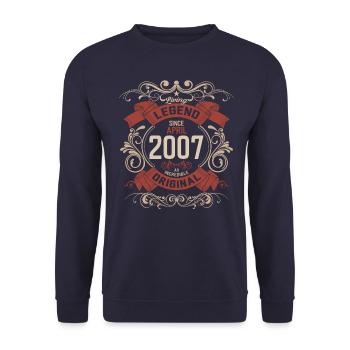 18. Geburtstag Geschenk Mann Vintage April 2007 - Unisex Pullover - Navy - Vorne - Alina (178cm) & Michal (187cm)