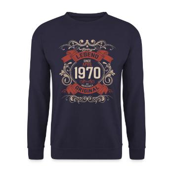 55th Birthday Legend April Vintage 1970 - Unisex Sweatshirt - navy - Front - Alina (178cm) & Michal (187cm)