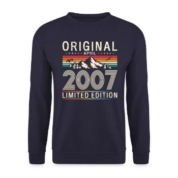 18. Geburtstag Geschenk Mann Original April 2007 - Unisex Pullover - Navy - Vorne - Alina (178cm) & Michal (187cm)