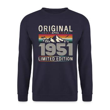 75e anniversaire Original Avril Né en 1951 - Sweat-shirt Unisexe - marine - Devant - Alina (178cm) & Michal (187cm)