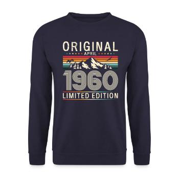 65ème Anniversaire Original Avril Millésime 1960 - Sweat-shirt Unisexe - marine - Devant - Alina (178cm) & Michal (187cm)
