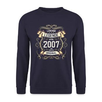 18. Geburtstag Geschenk Mann Vintage April 2007 - Unisex Pullover - Navy - Vorne - Alina (178cm) & Michal (187cm)