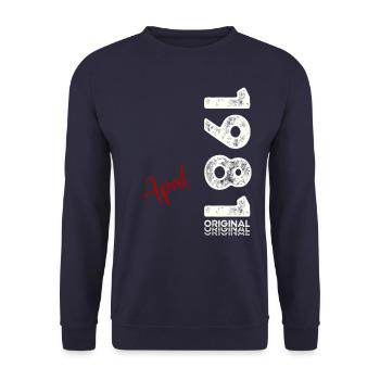 44th Birthday Original April Vintage 1981 - Unisex Sweatshirt - navy - Front - Alina (178cm) & Michal (187cm)