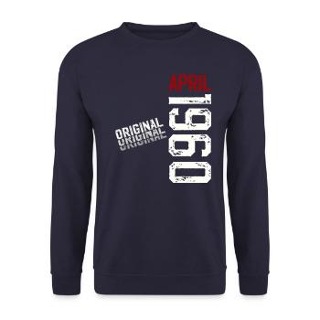 65ème Anniversaire Original Avril Millésime 1960 - Sweat-shirt Unisexe - marine - Devant - Alina (178cm) & Michal (187cm)