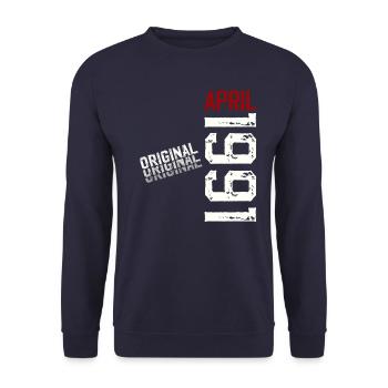 34ème anniversaire cadeau mari Original avril 1991 - Sweat-shirt Unisexe - marine - Devant - Alina (178cm) & Michal (187cm)