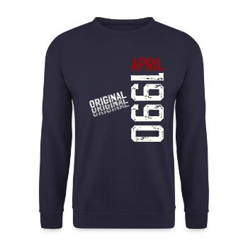 35ème anniversaire cadeau mari Original avril 1990 - Sweat-shirt Unisexe - marine - Devant - Alina (178cm) & Michal (187cm)