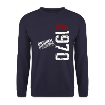 55ème Anniversaire Original Avril Millésime 1970 - Sweat-shirt Unisexe - marine - Devant - Alina (178cm) & Michal (187cm)