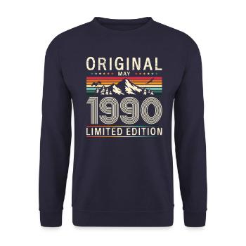35ème anniversaire cadeau mari Original mai 1990 - Sweat-shirt Unisexe - marine - Devant - Alina (178cm) & Michal (187cm)