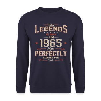 60th Birthday Original June Vintage 1965 - Unisex Sweatshirt - navy - Front - Alina (178cm) & Michal (187cm)