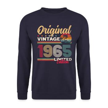 60th Birthday Original Vintage 1965 - Unisex Sweatshirt - navy - Front - Alina (178cm) & Michal (187cm)