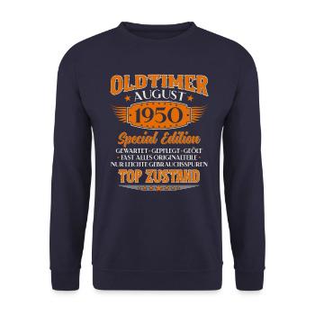 75ème Anniversaire Oldtimer Août Vintage 1950 - Sweat-shirt Unisexe - marine - Devant - Alina (178cm) & Michal (187cm)