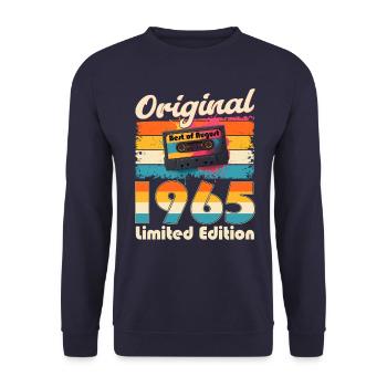 60th Birthday Cassette August 1965 - Unisex Sweatshirt - navy - Front - Alina (178cm) & Michal (187cm)