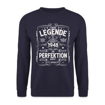 77e anniversaire Légende August Né en 1948 - Sweat-shirt Unisexe - marine - Devant - Alina (178cm) & Michal (187cm)