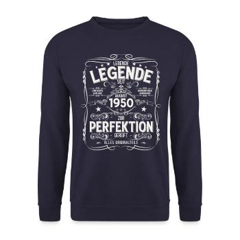 75ème Anniversaire Original Août Millésime 1950 - Sweat-shirt Unisexe - marine - Devant - Alina (178cm) & Michal (187cm)
