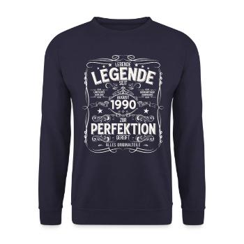 35ème anniversaire cadeau mari Original août 1990 - Sweat-shirt Unisexe - marine - Devant - Alina (178cm) & Michal (187cm)
