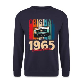 60th Birthday Cassette August 1965 - Unisex Sweatshirt - navy - Front - Alina (178cm) & Michal (187cm)